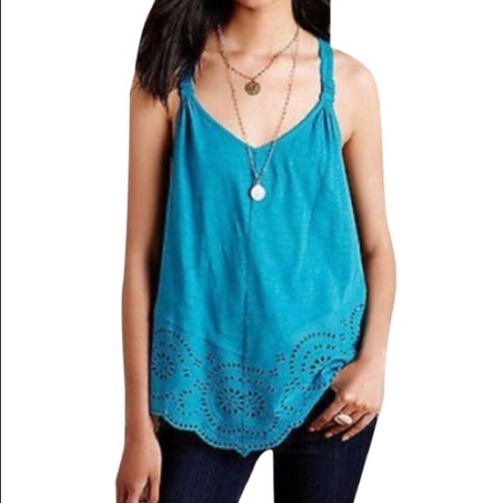 Meadow rue Anthropologie turquoise top